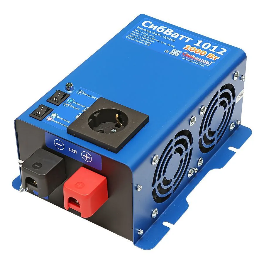 Инвертор СибКонтакт СибВатт 1012, DC/AC, 12/220В, 1000 Вт